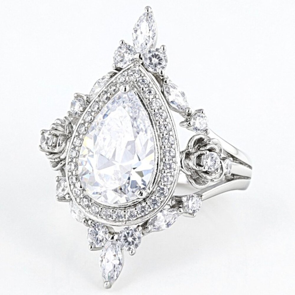 Gorgeous Vanna K Platineve Sterling Silver Ring Pear Floral Ring